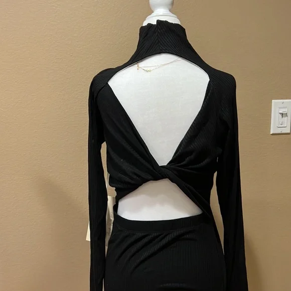 Enza Costa Twist Back long Sleeve Rib Dress - Picture 5 of 9